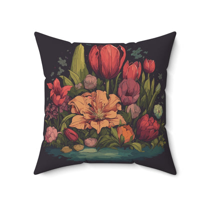 Tulip Garden Throw Pillow