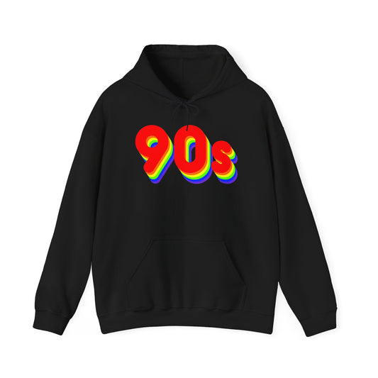 90s Rainbow bubble letters heavyweight hoodie with retro design