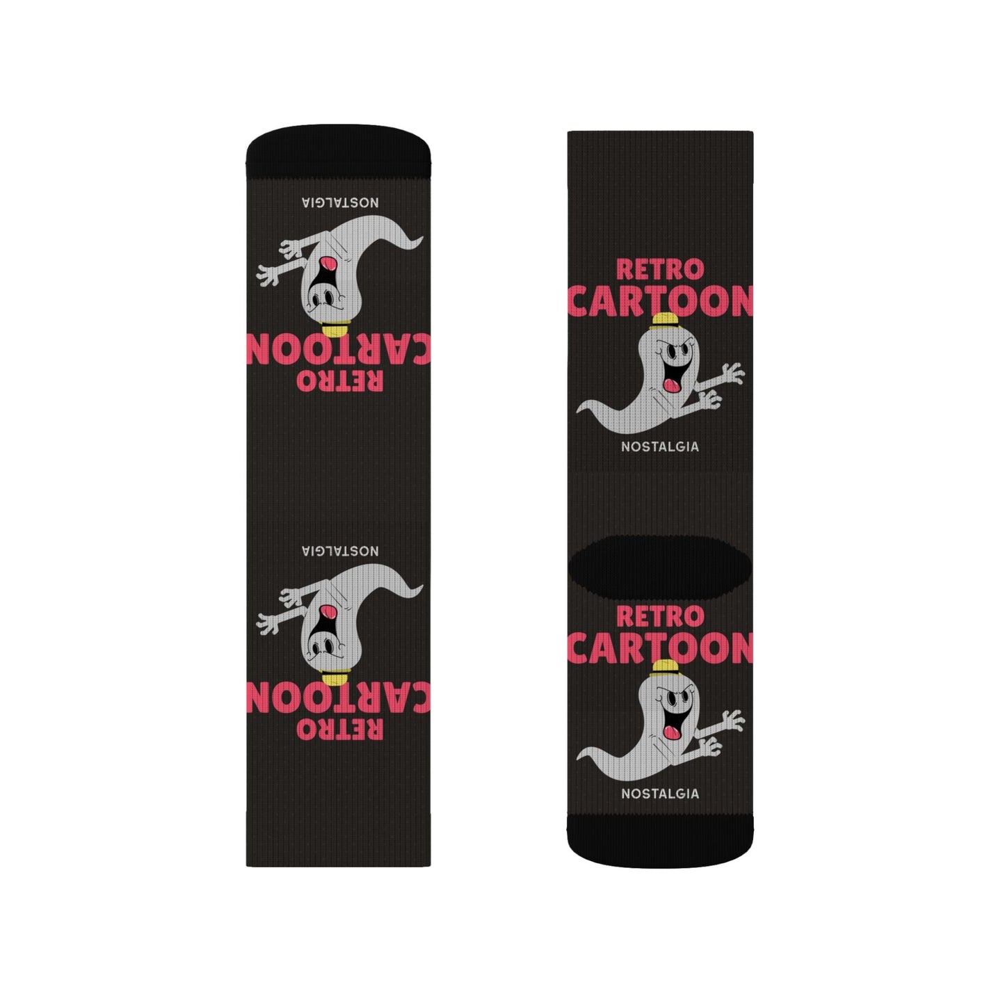 Retro Cartoon Ghost Crew Socks