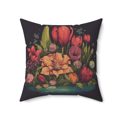 Tulip Garden Throw Pillow