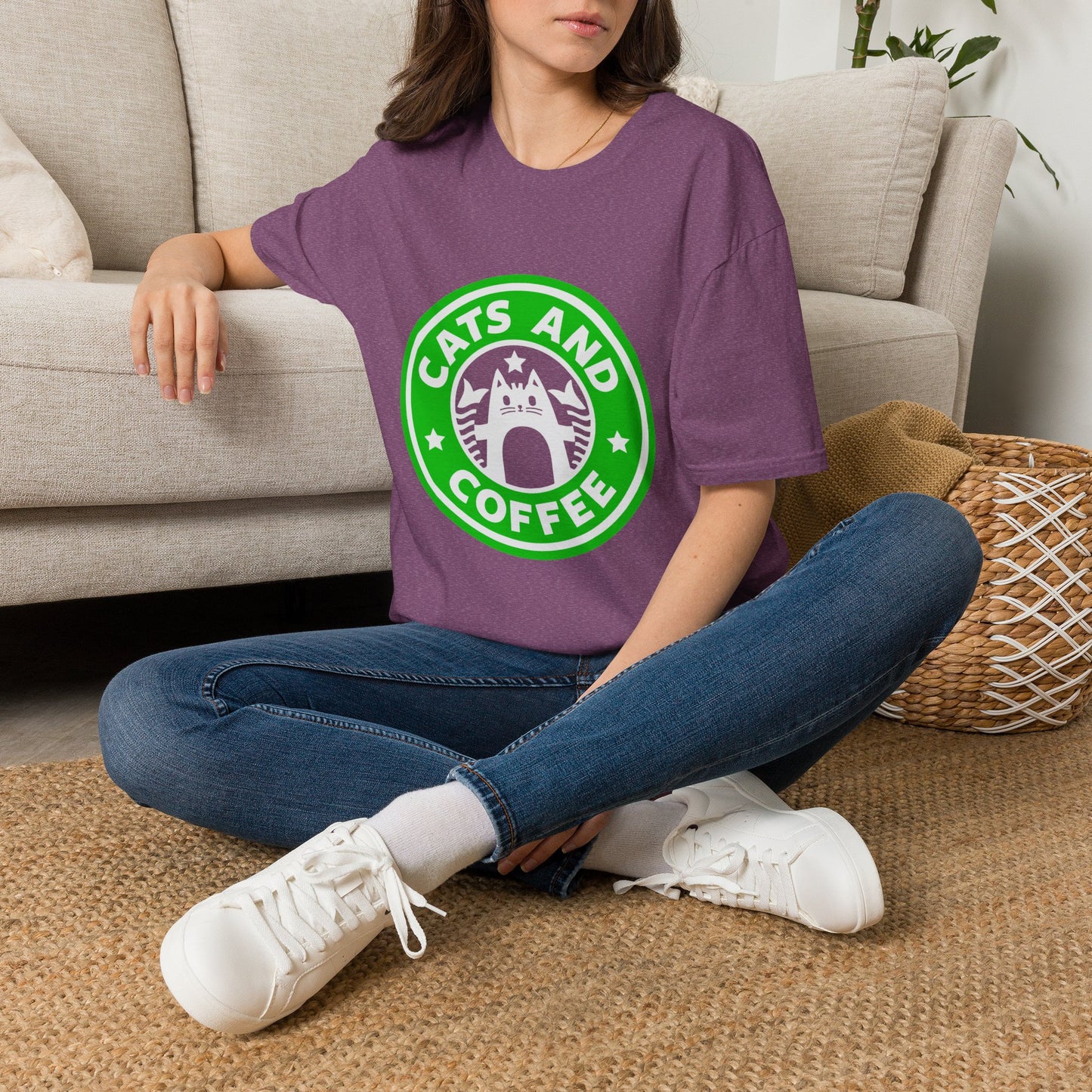 Cats And Coffee Retro Café Tee