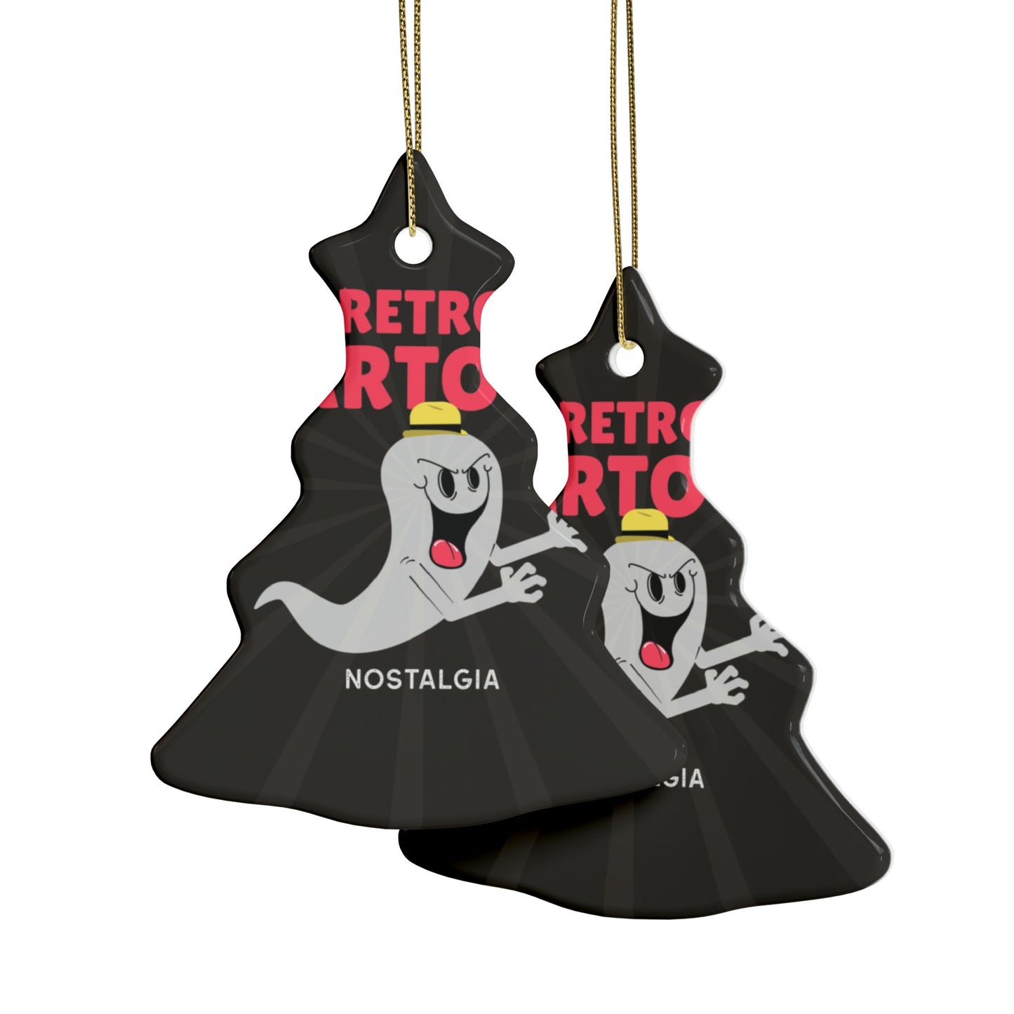 Retro Cartoon Ghost Ceramic Ornament