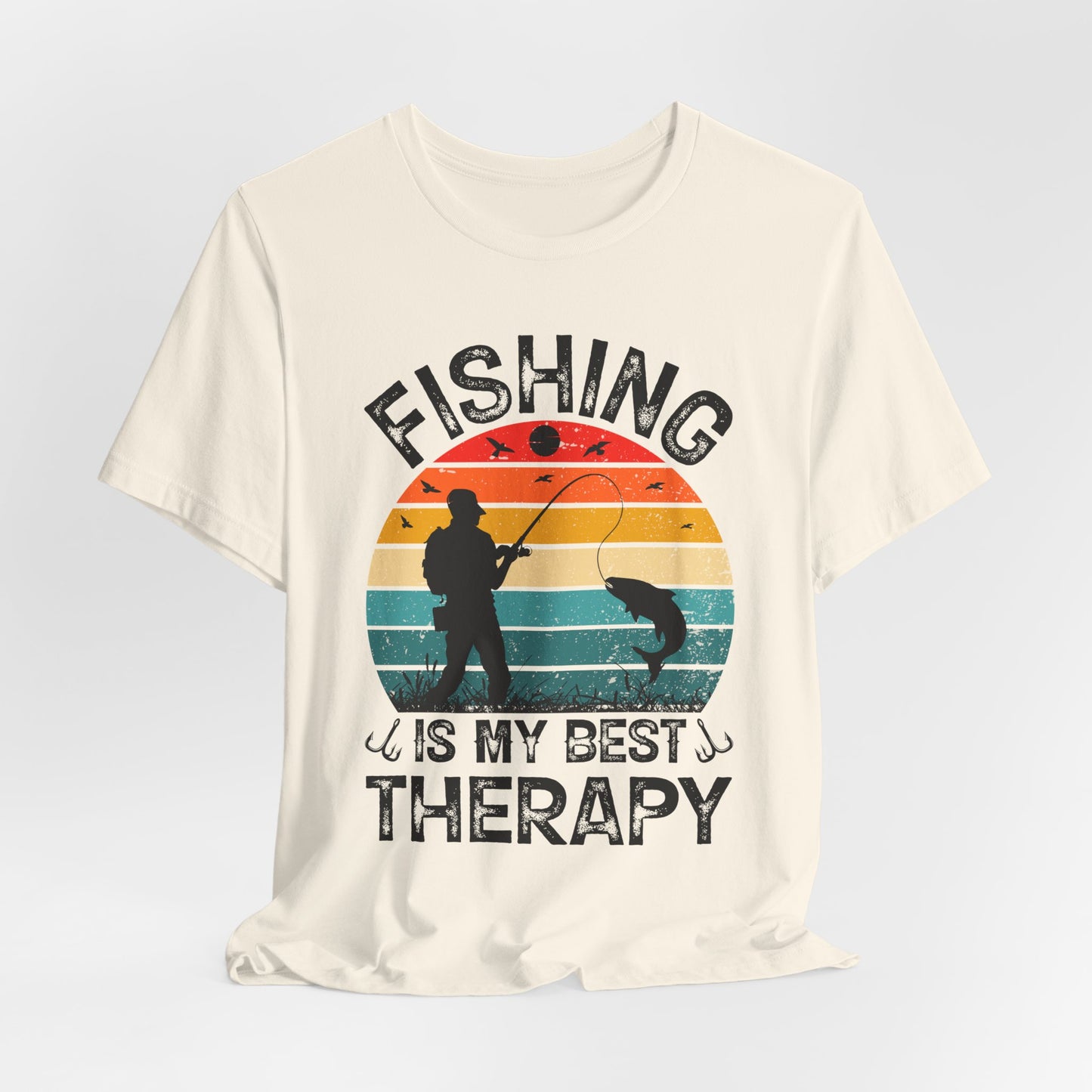 Fishing Is My Best Therapy Retro Sunset Tee