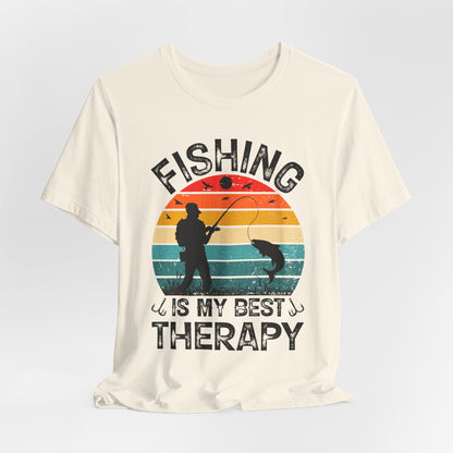 Fishing Is My Best Therapy Retro Sunset Tee