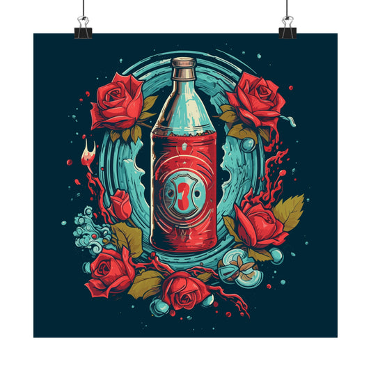 Soda & Roses retro vintage art square matte art print with vintage soda pop design