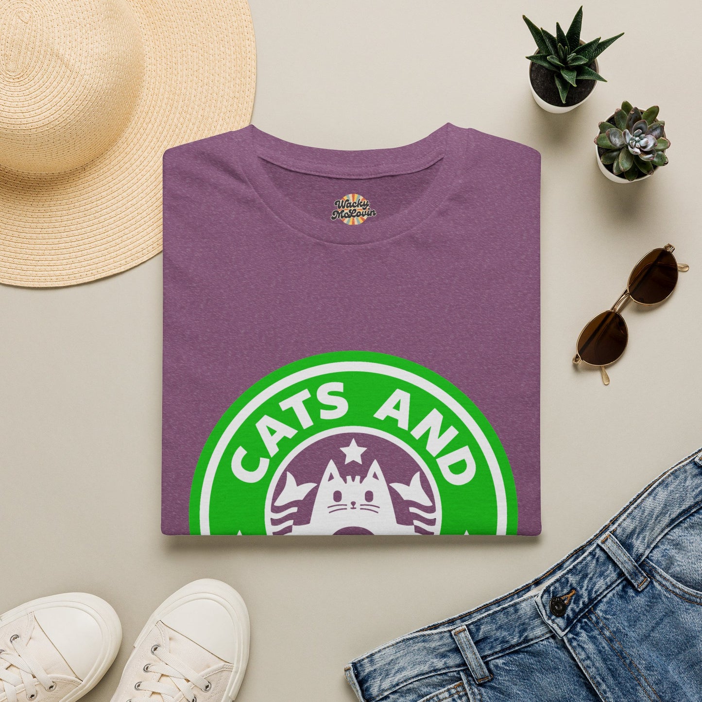 Cats And Coffee Retro Café Tee