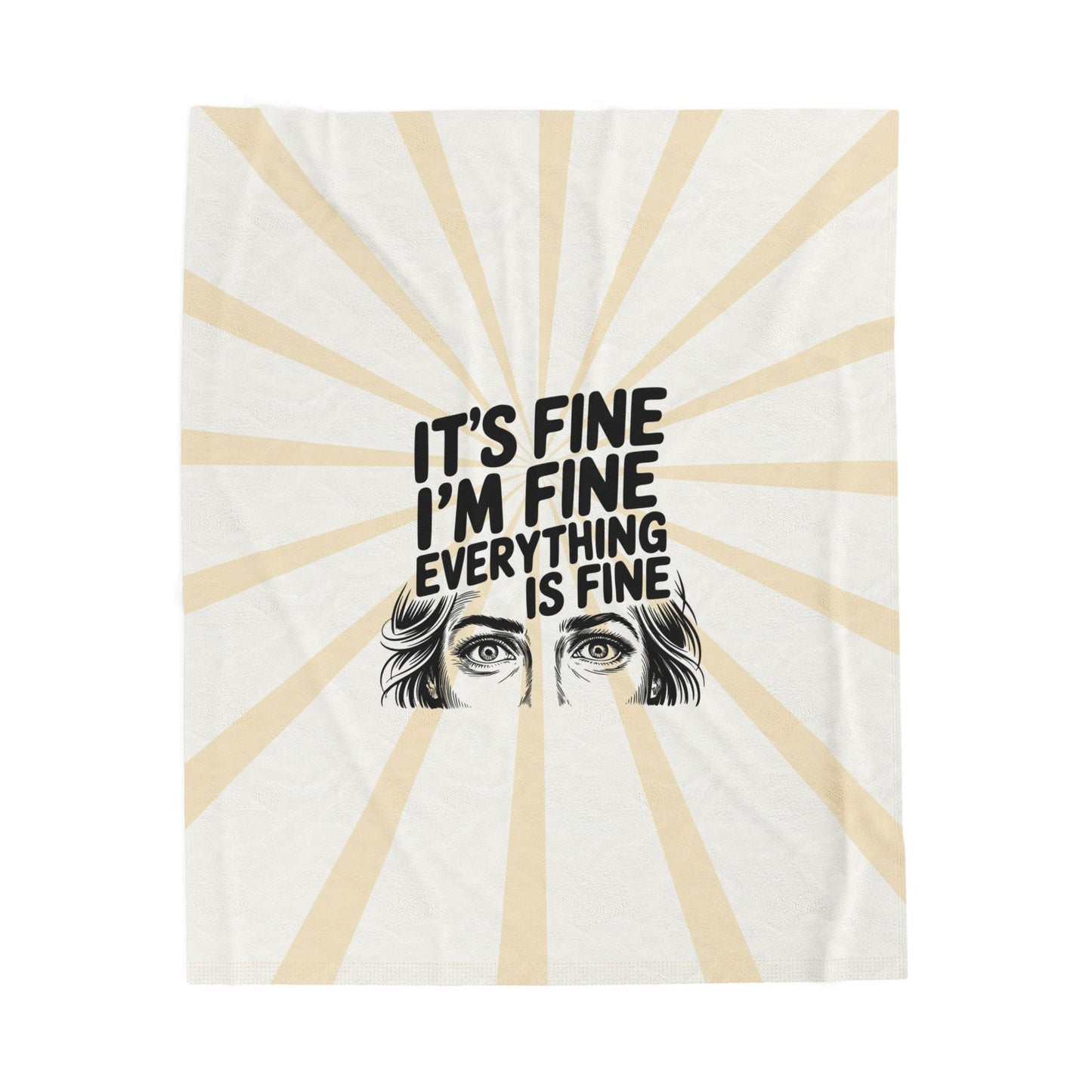 Its Fine Im Fine plush throw blanket with retro sunburst print