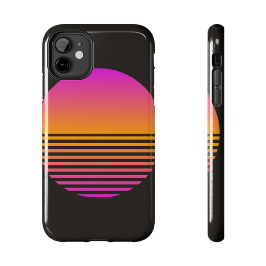 Sunset Grid synthwave sunset tough phone case on charcoal ground