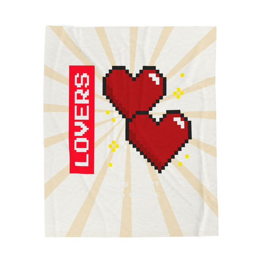 Lovers Press Start plush throw blanket with retro sunburst print