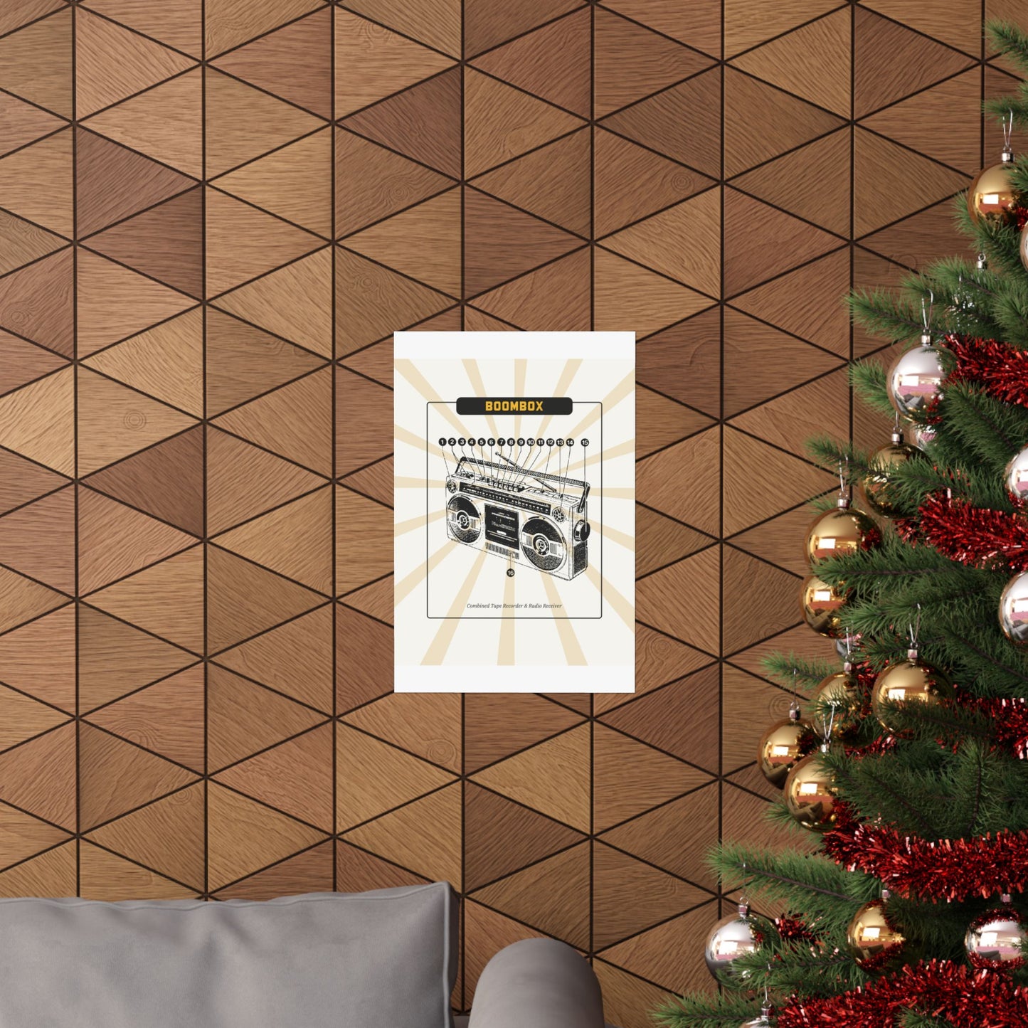 Boombox Blueprint Retro Poster