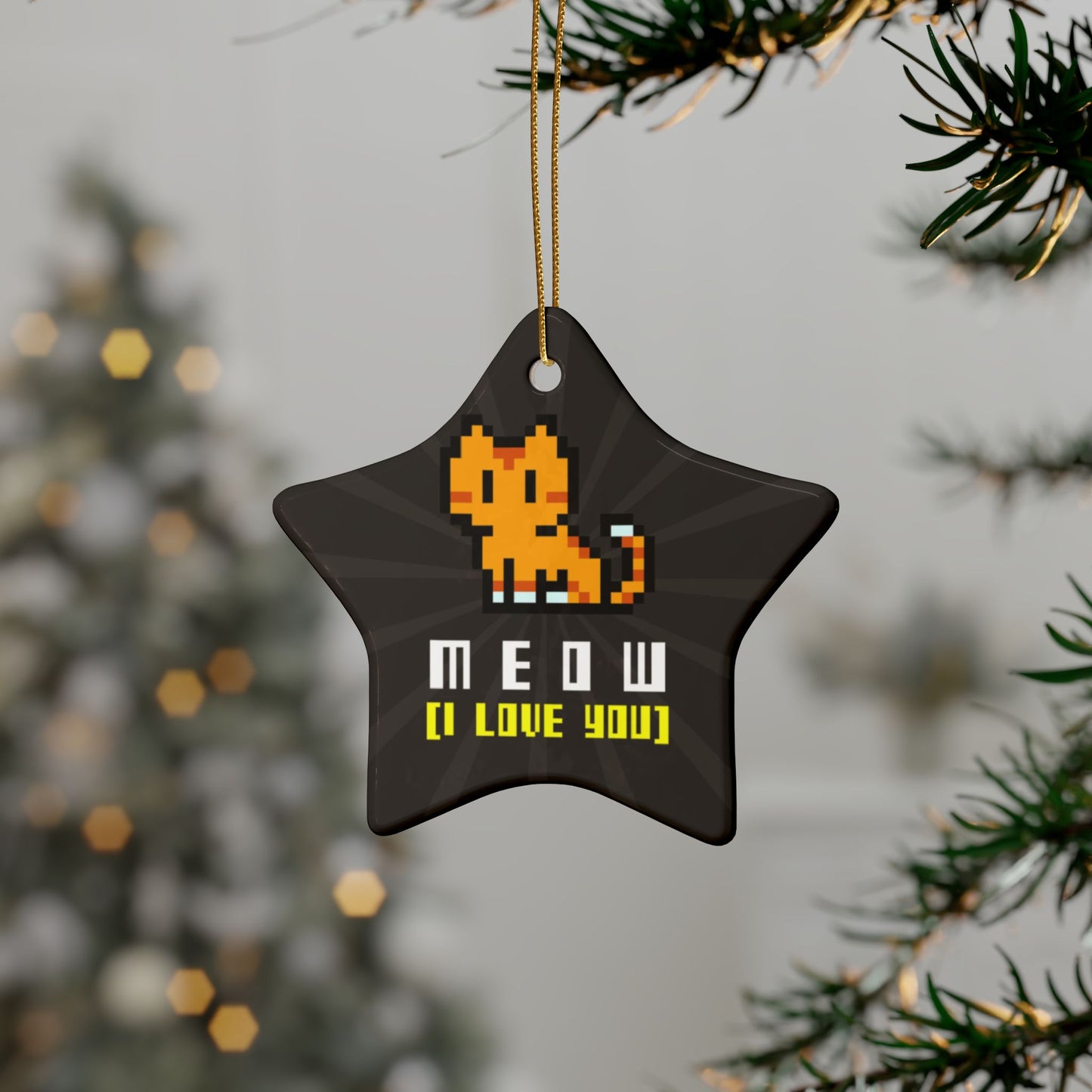 MEOW (I Love You) Ceramic Ornament