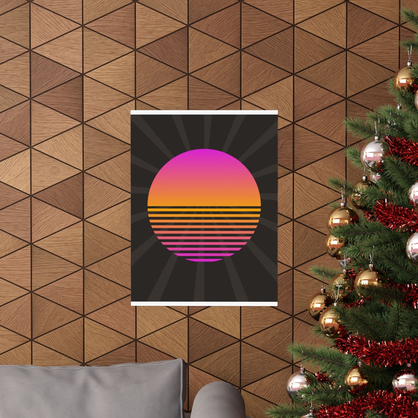 Sunset Grid Retro Poster