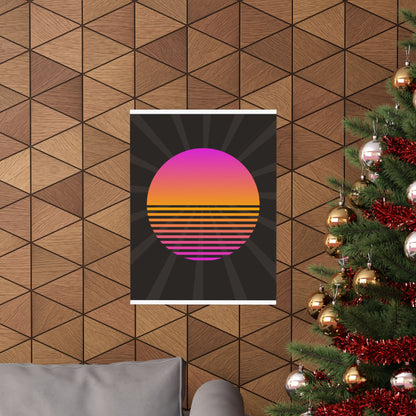 Sunset Grid Retro Poster