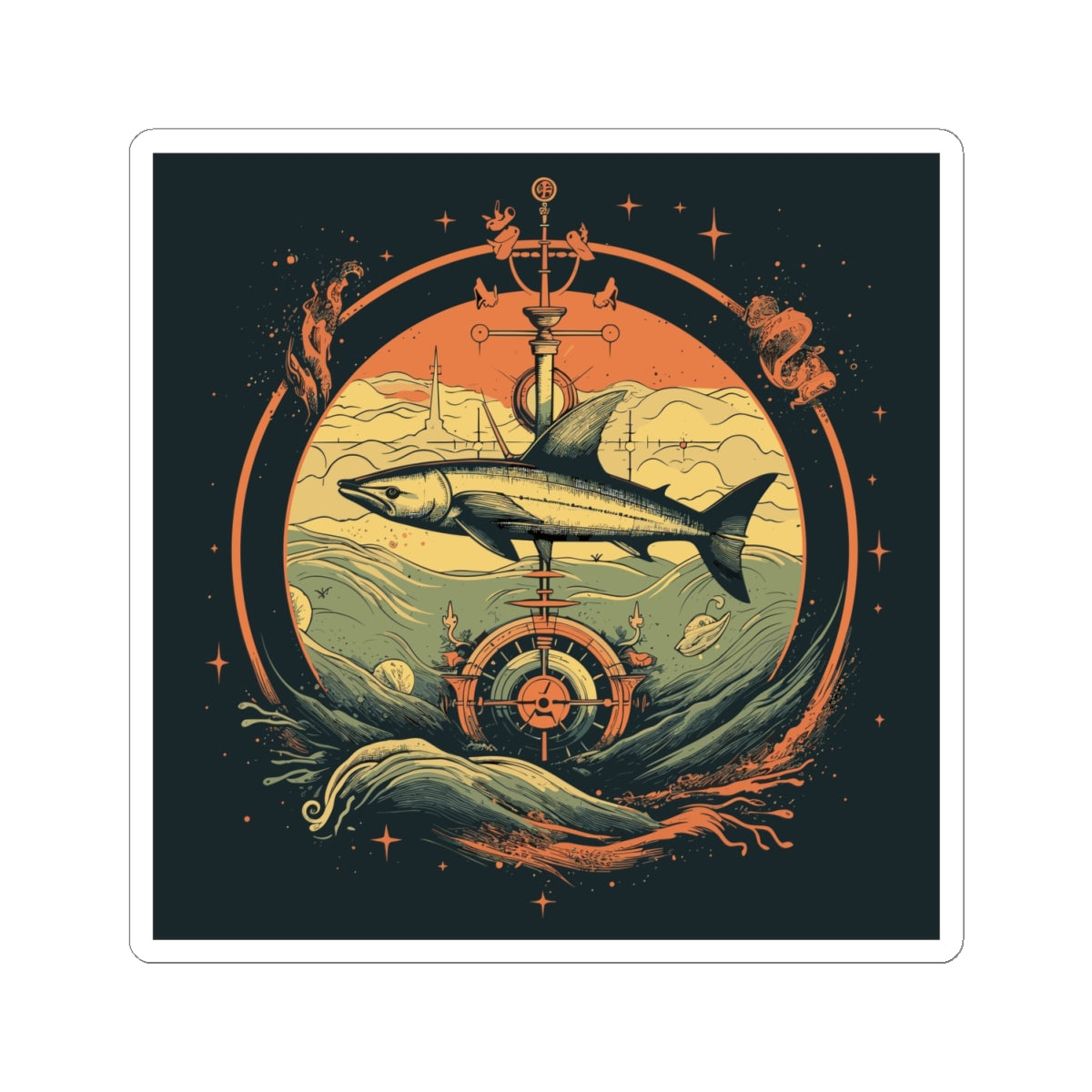 Shark Compass Sticker