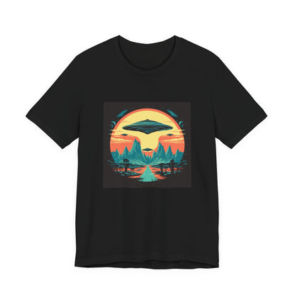 UFO Fleet retro vintage art unisex t-shirt with retro ufo sci-fi design