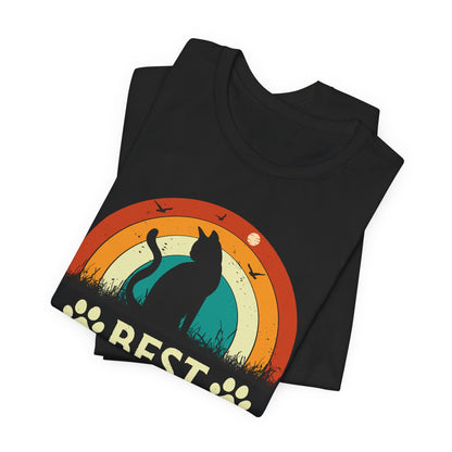 Best Cat Dad Ever Retro Sunset Tee