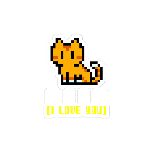 MEOW I Love You kiss-cut vinyl sticker with retro design