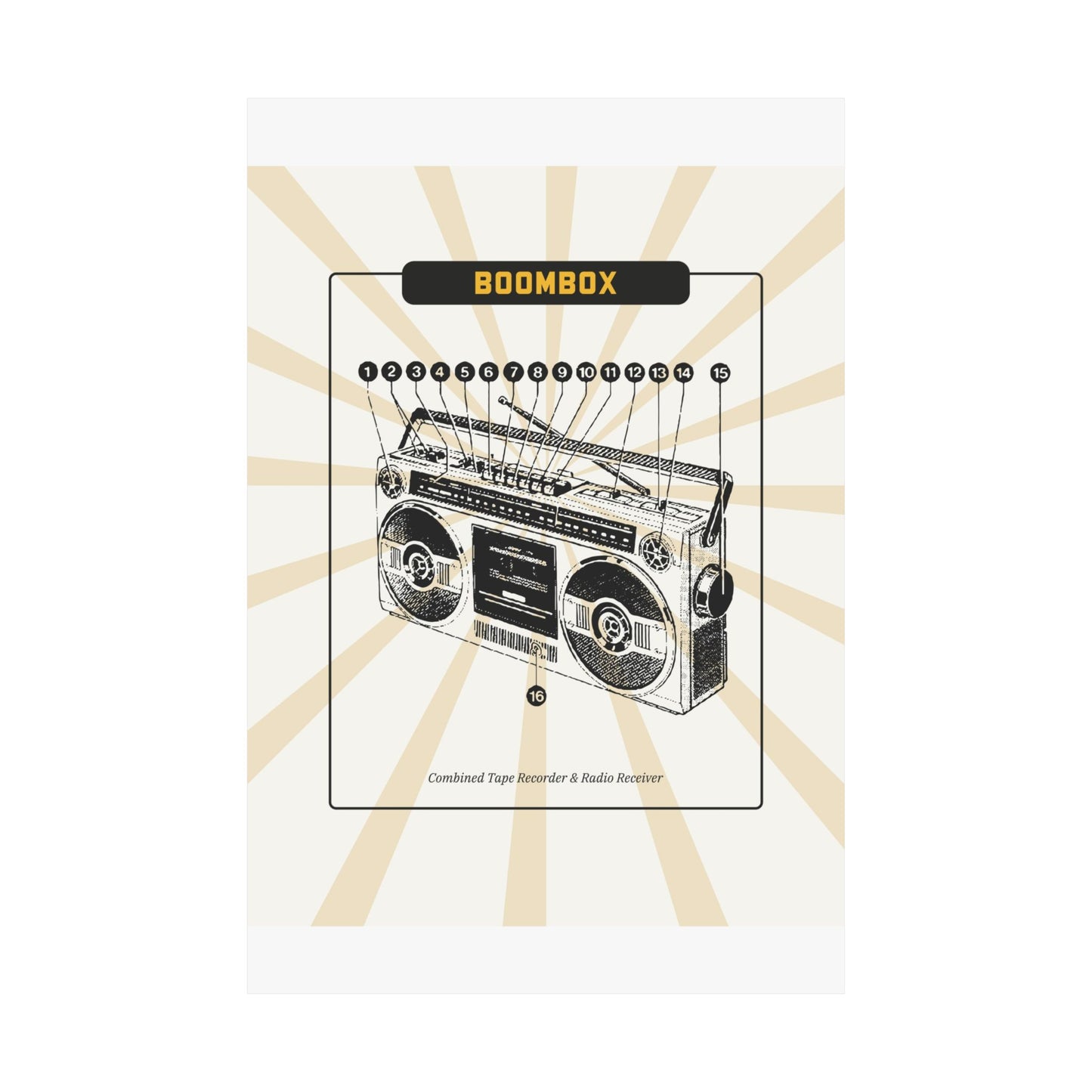 Boombox Blueprint Retro Poster