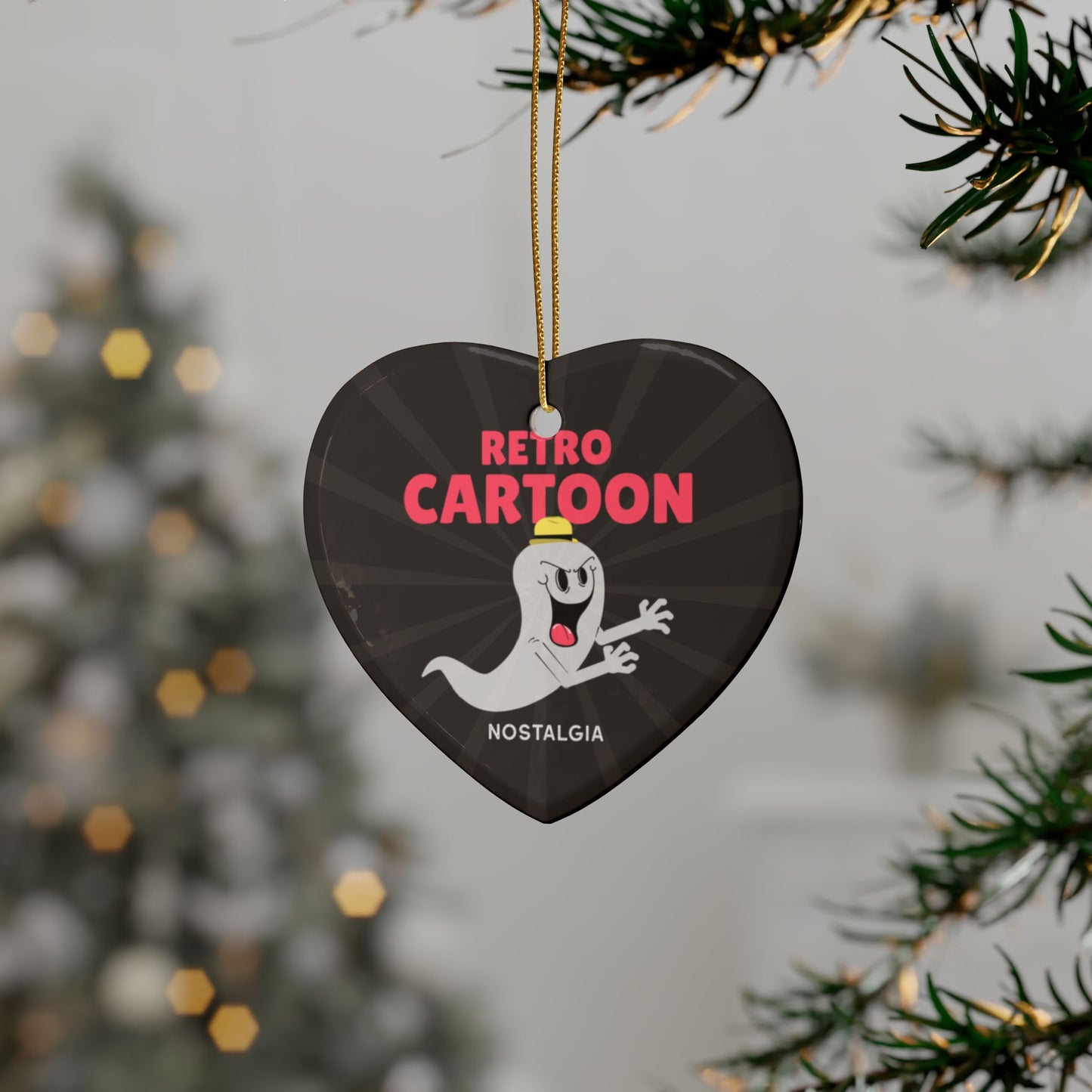 Retro Cartoon Ghost Ceramic Ornament