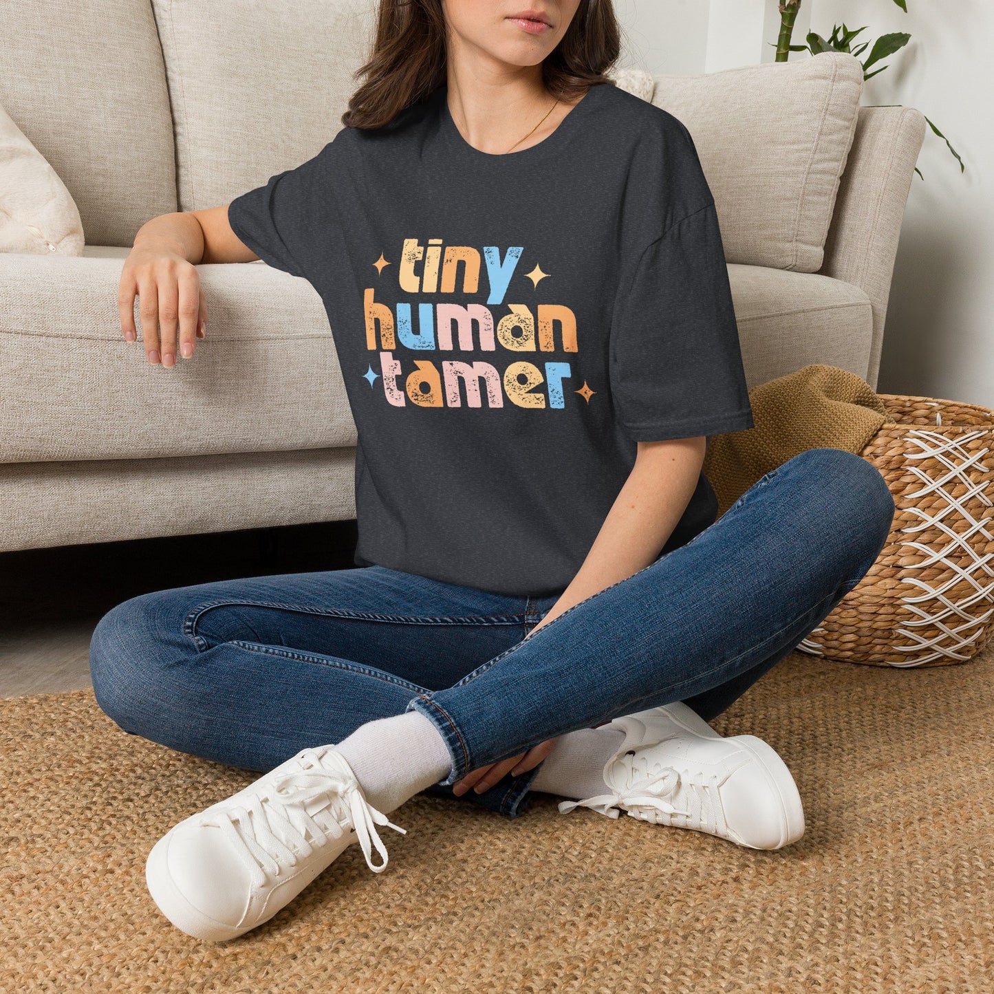 Tiny Human Tamer Retro Parenting Tee