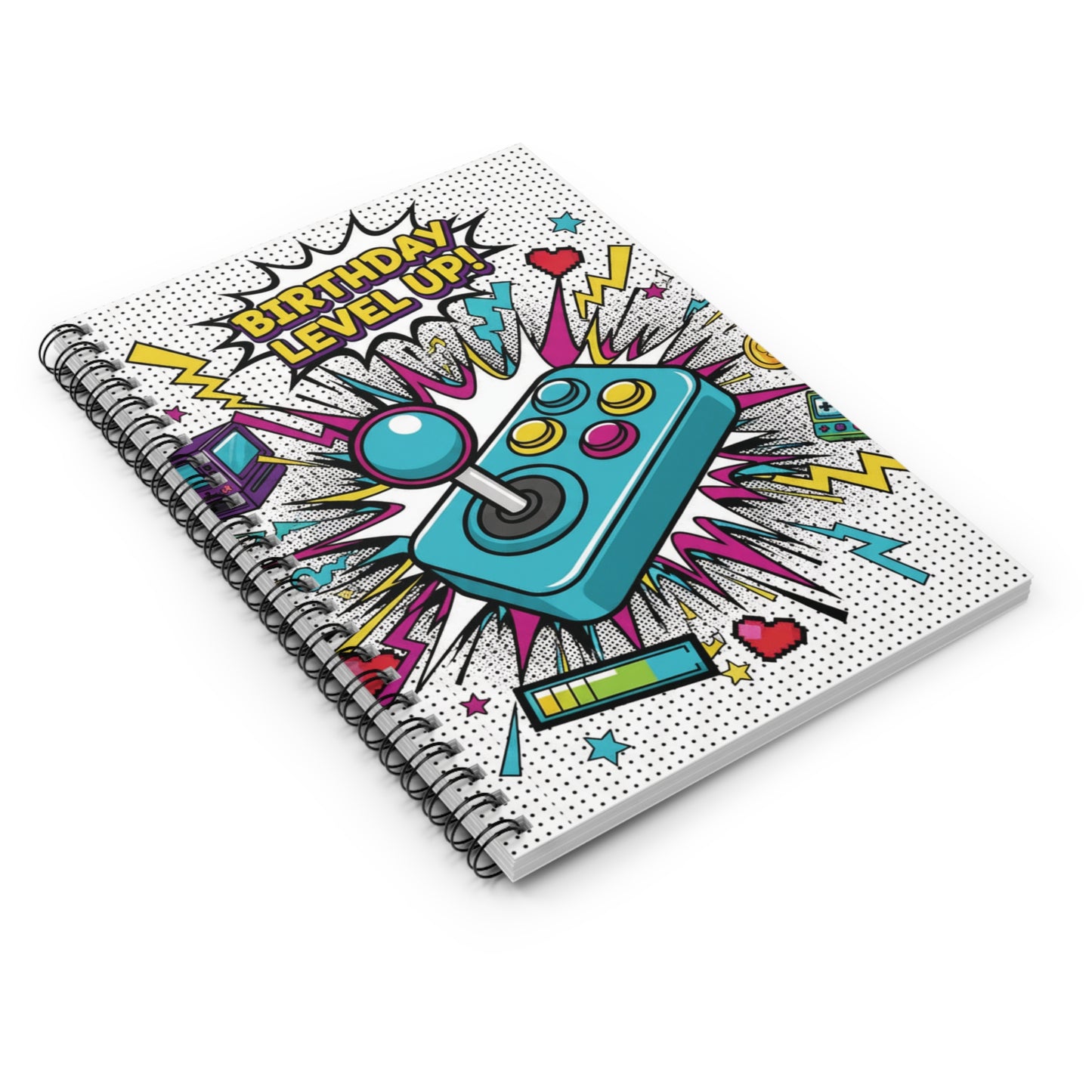 Birthday Level Up! Arcade Joystick Spiral Notebook | Ruled Journal