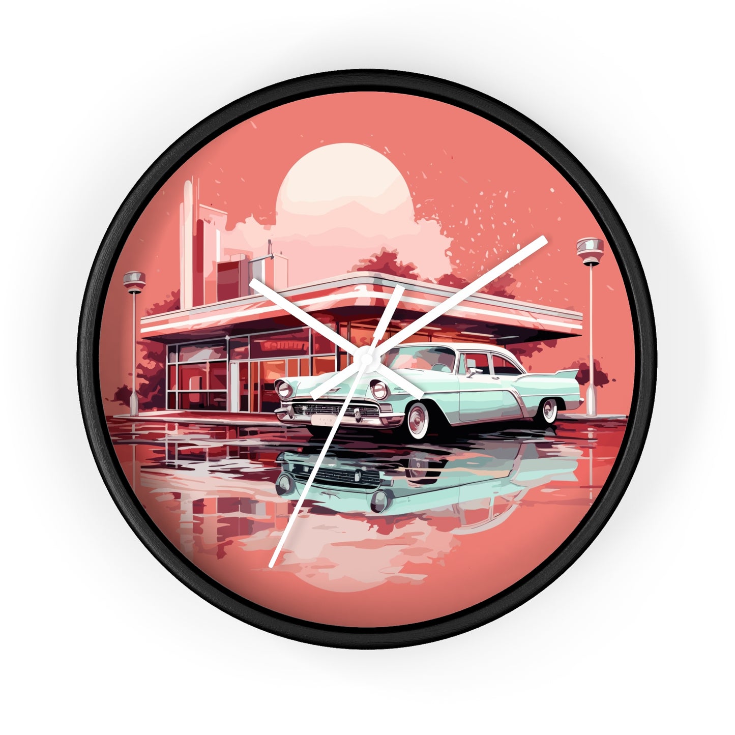 Chrome & Neon Diner Wall Clock