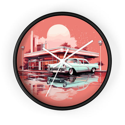 Chrome & Neon Diner Wall Clock