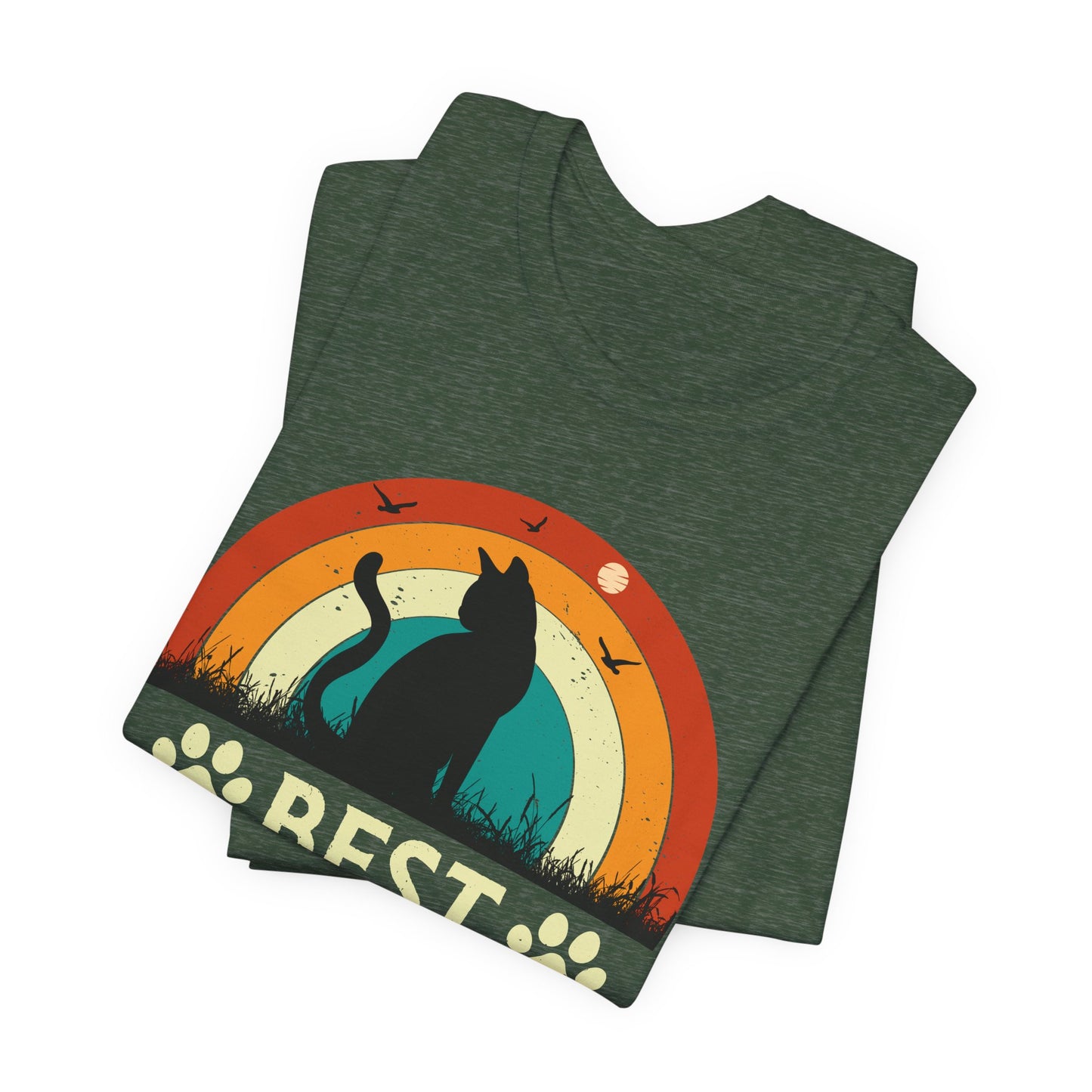 Best Cat Dad Ever Retro Sunset Tee