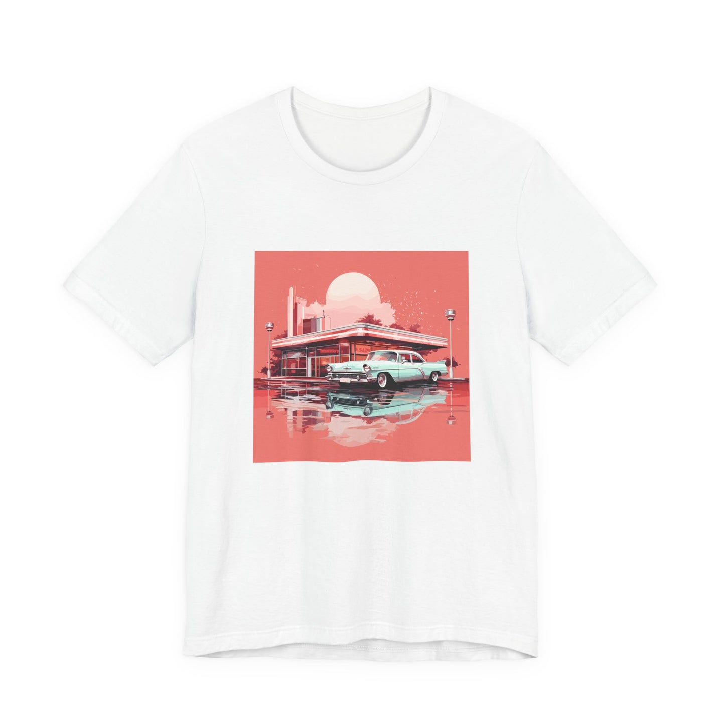 Chrome & Neon Diner retro vintage art unisex t-shirt with retro diner design