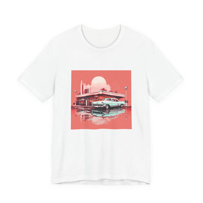 Chrome & Neon Diner retro vintage art unisex t-shirt with retro diner design