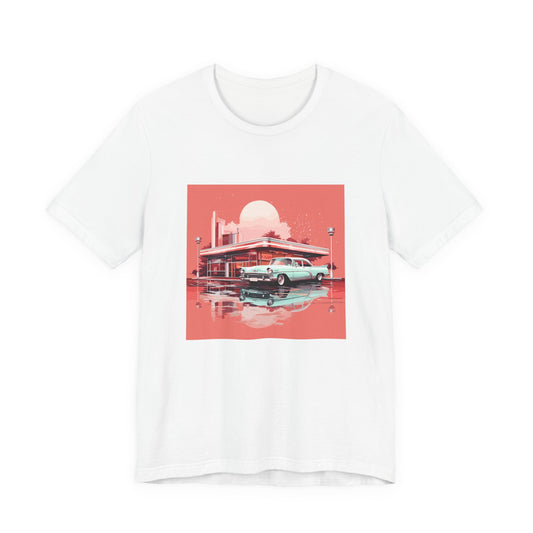 Chrome & Neon Diner retro vintage art unisex t-shirt with retro diner design