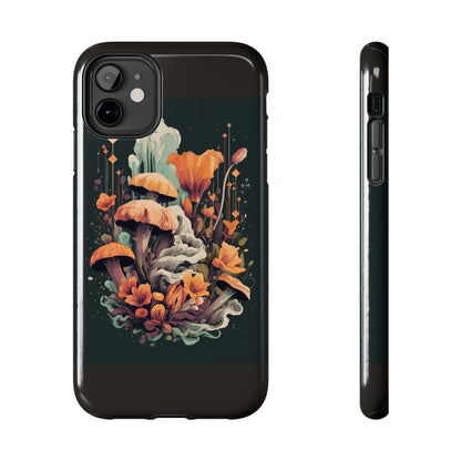 Midnight Garden retro vintage art tough phone case with vintage mushroom botanical design