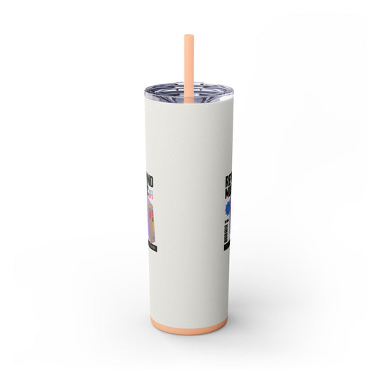 Rewind Music 20oz skinny tumbler with full wrap retro print