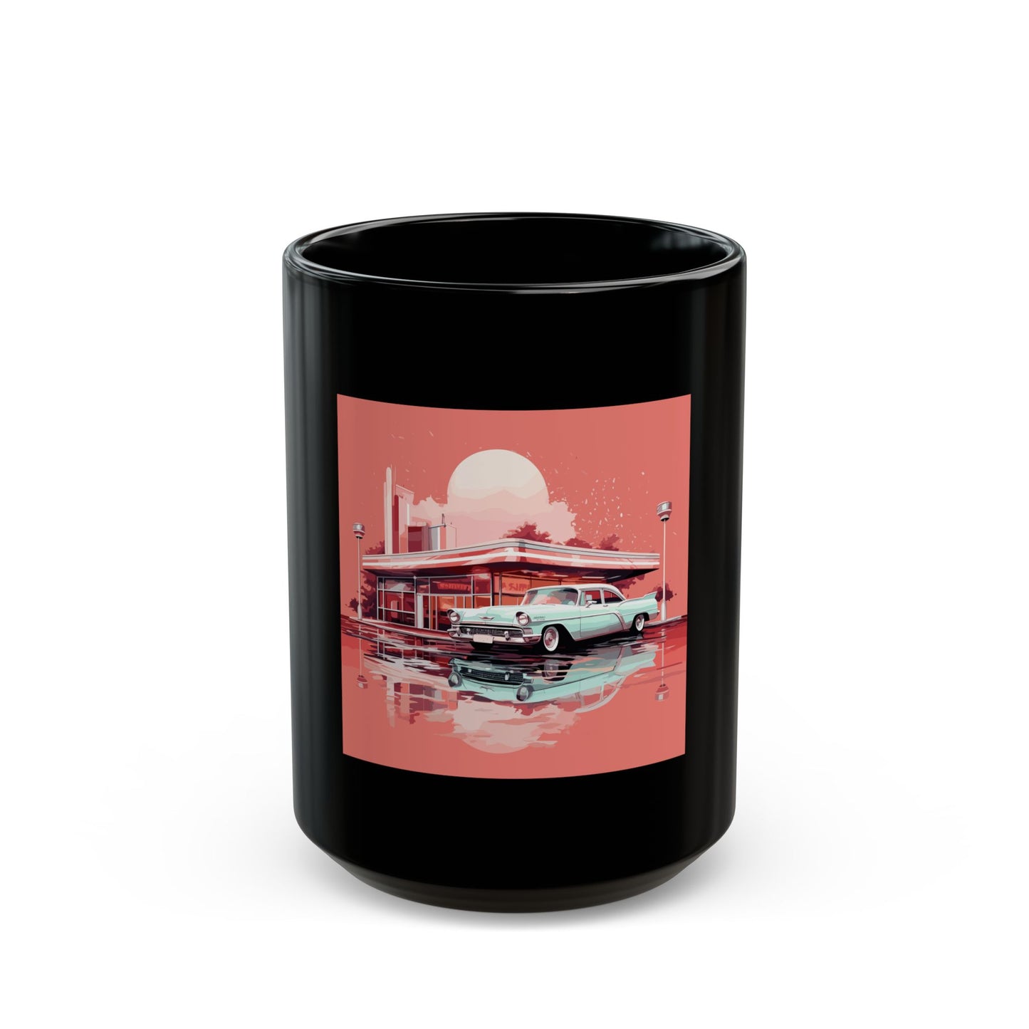 Chrome & Neon Diner Black Mug