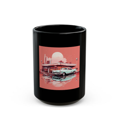 Chrome & Neon Diner Black Mug