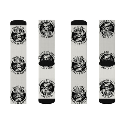 Powered by Caffeine and Chaos Crew Socks