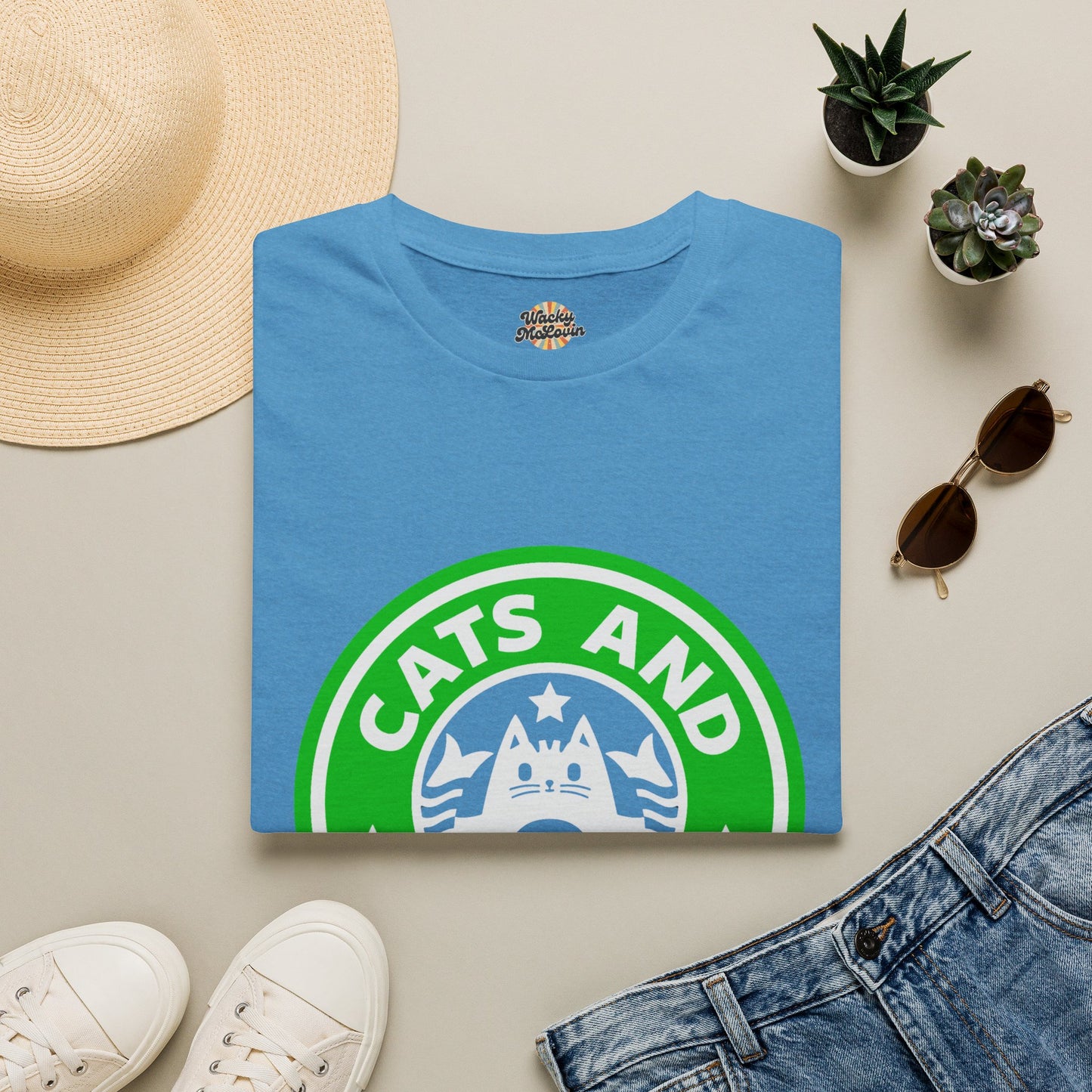 Cats And Coffee Retro Café Tee