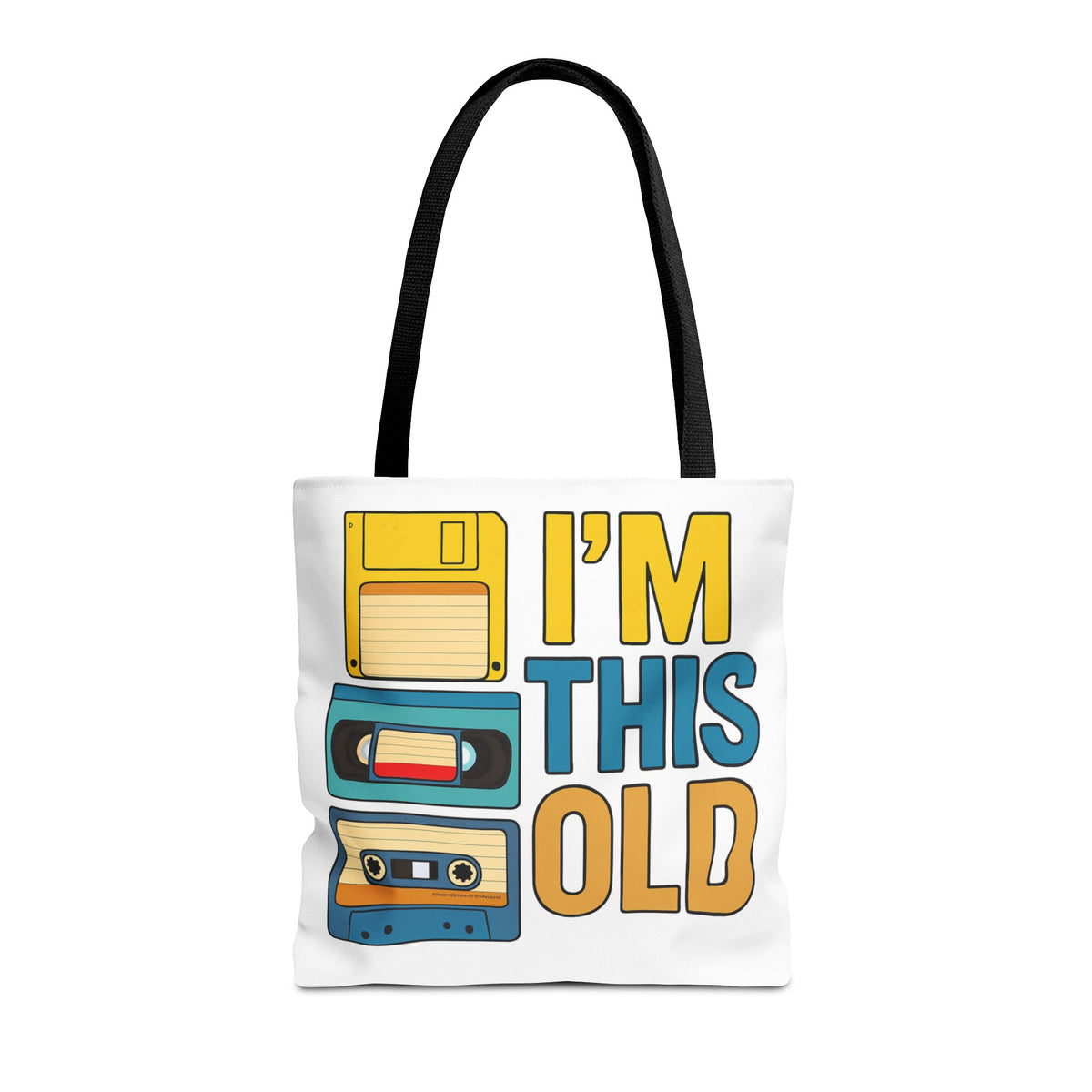 I’m This Old Retro Tech Tote Bag | Funny 90s Nostalgia Bag | Cassette VHS Floppy Disk Reusable Tote | Vintage Geek Gift