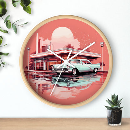 Chrome & Neon Diner Wall Clock