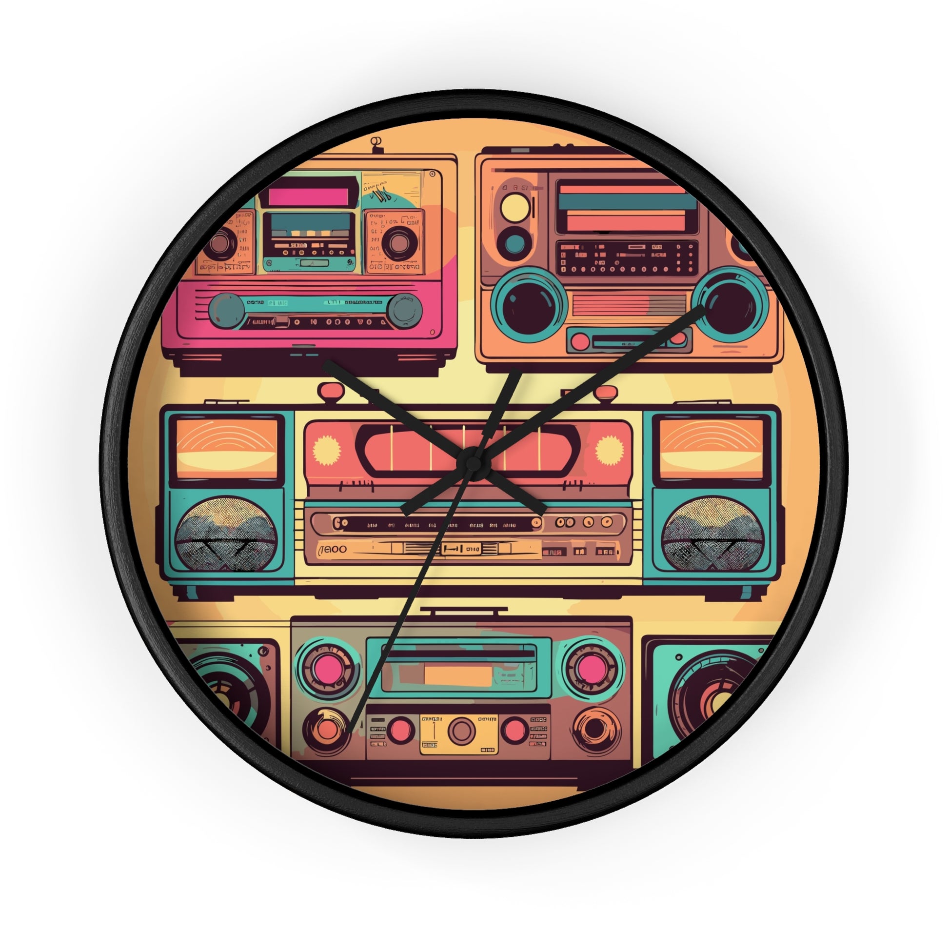 Boombox Collection retro vintage art wall clock with retro boombox radio design