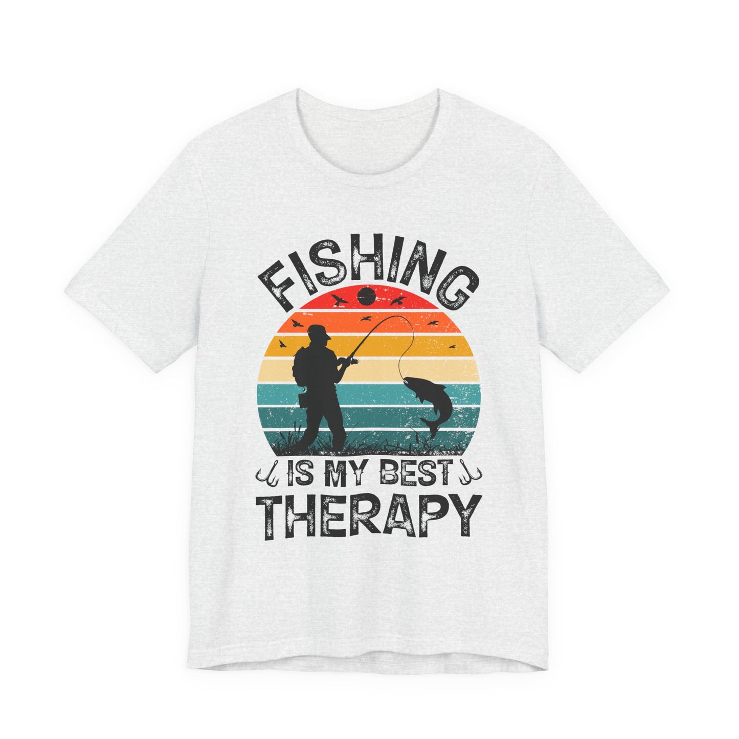Fishing Is My Best Therapy Retro Sunset Tee