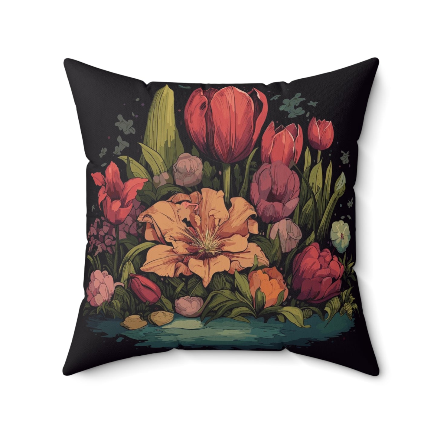 Tulip Garden Throw Pillow