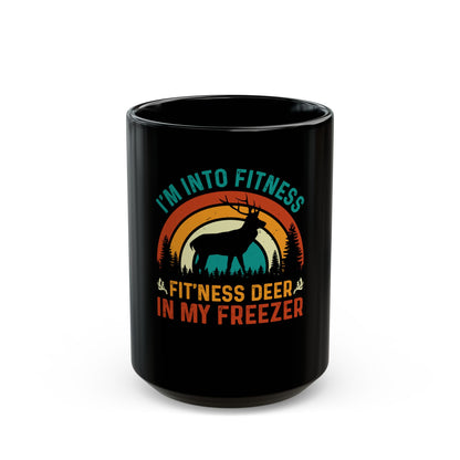 Fit'ness Deer In My Freezer Black Coffee Mug
