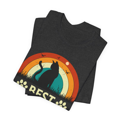 Best Cat Dad Ever Retro Sunset Tee