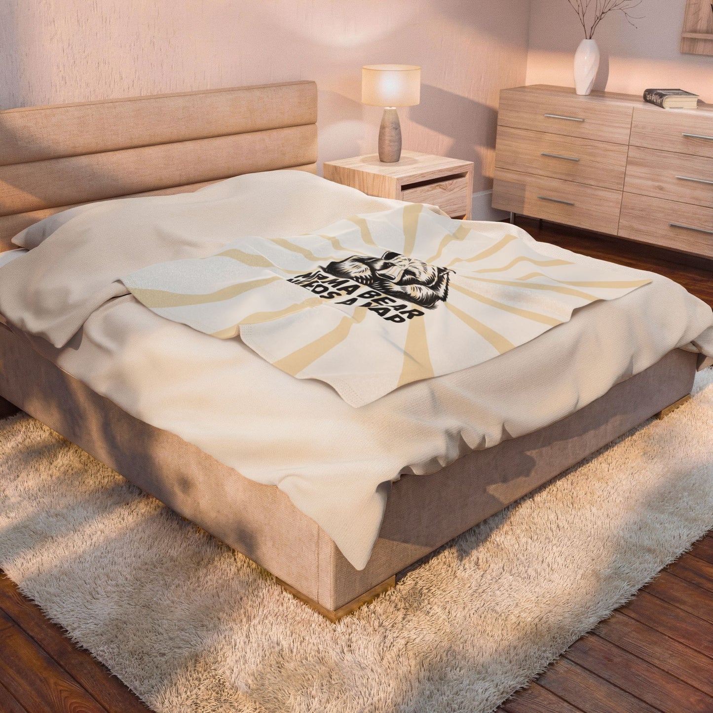 Mama Bear Needs a Nap Velveteen Plush Blanket