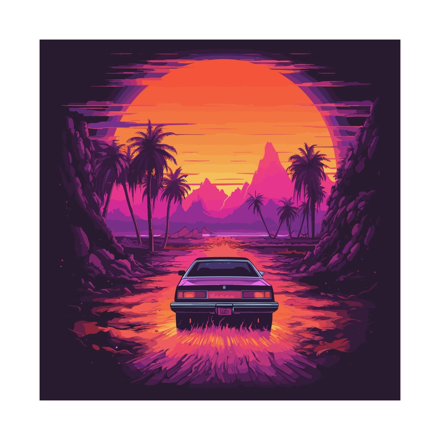 Drive-In Night Square Art Print