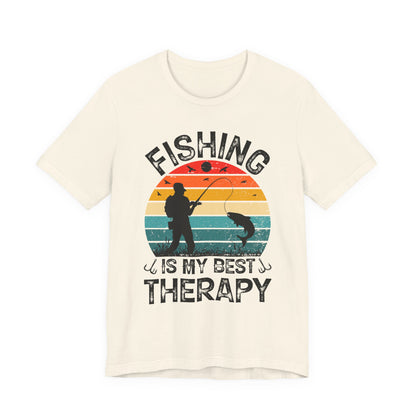 Fishing Is My Best Therapy Retro Sunset Tee
