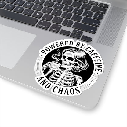 Powered by Caffeine and Chaos Kiss-Cut Sticker