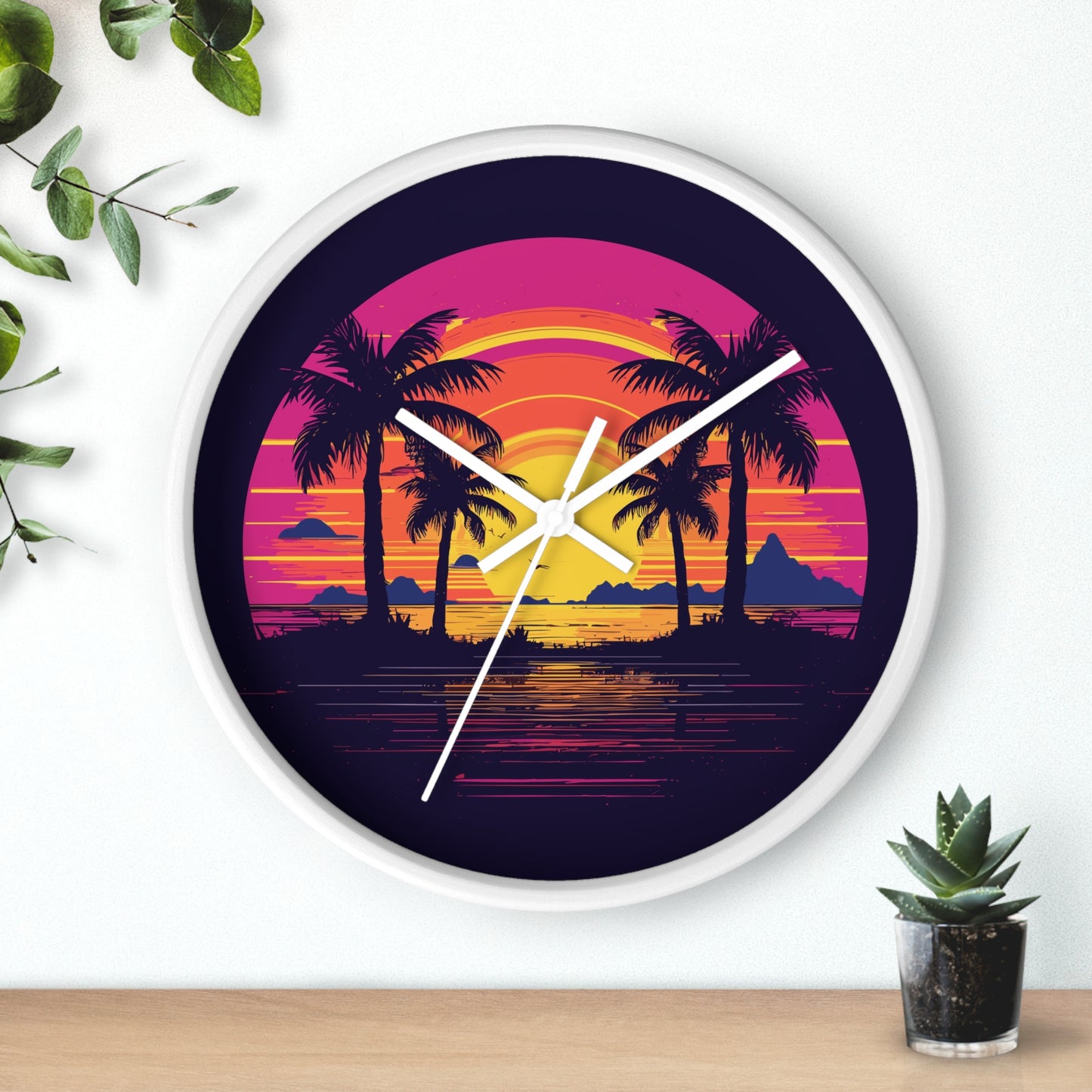 Neon Lagoon Wall Clock