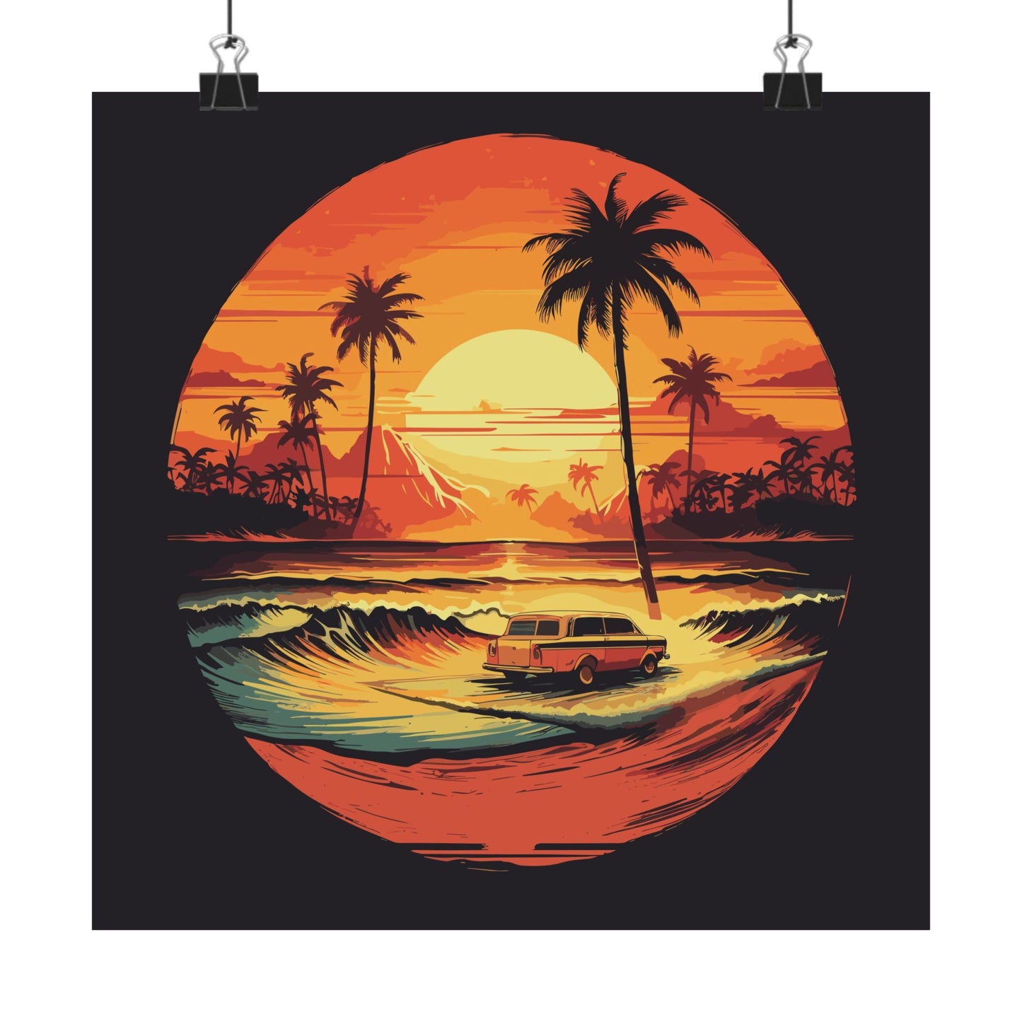 Beach Cruiser Nights Square Art Print
